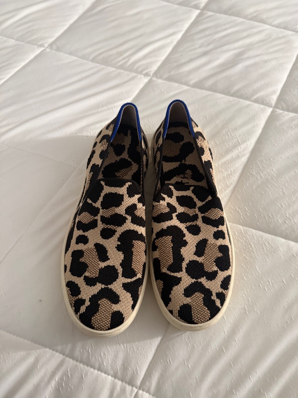 Rothy's Leopard Print Slip-On Mules - Beige & Black